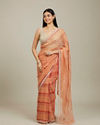 Rust Red Diagonal Striped Saree with Cutdana and Sequin Work